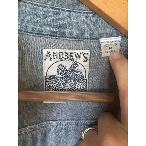 Andrew's Blues Vintage Denim Shirt Tunic Long 90s Medium Women's - Picture 2 of 3
